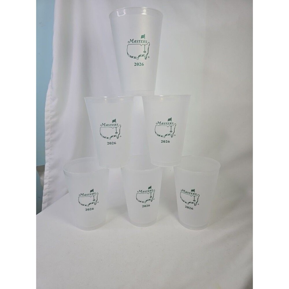 Set Of 6 - 2026 Official Masters Golf Frosted Plastic Drink Cup  Augusta MED.New